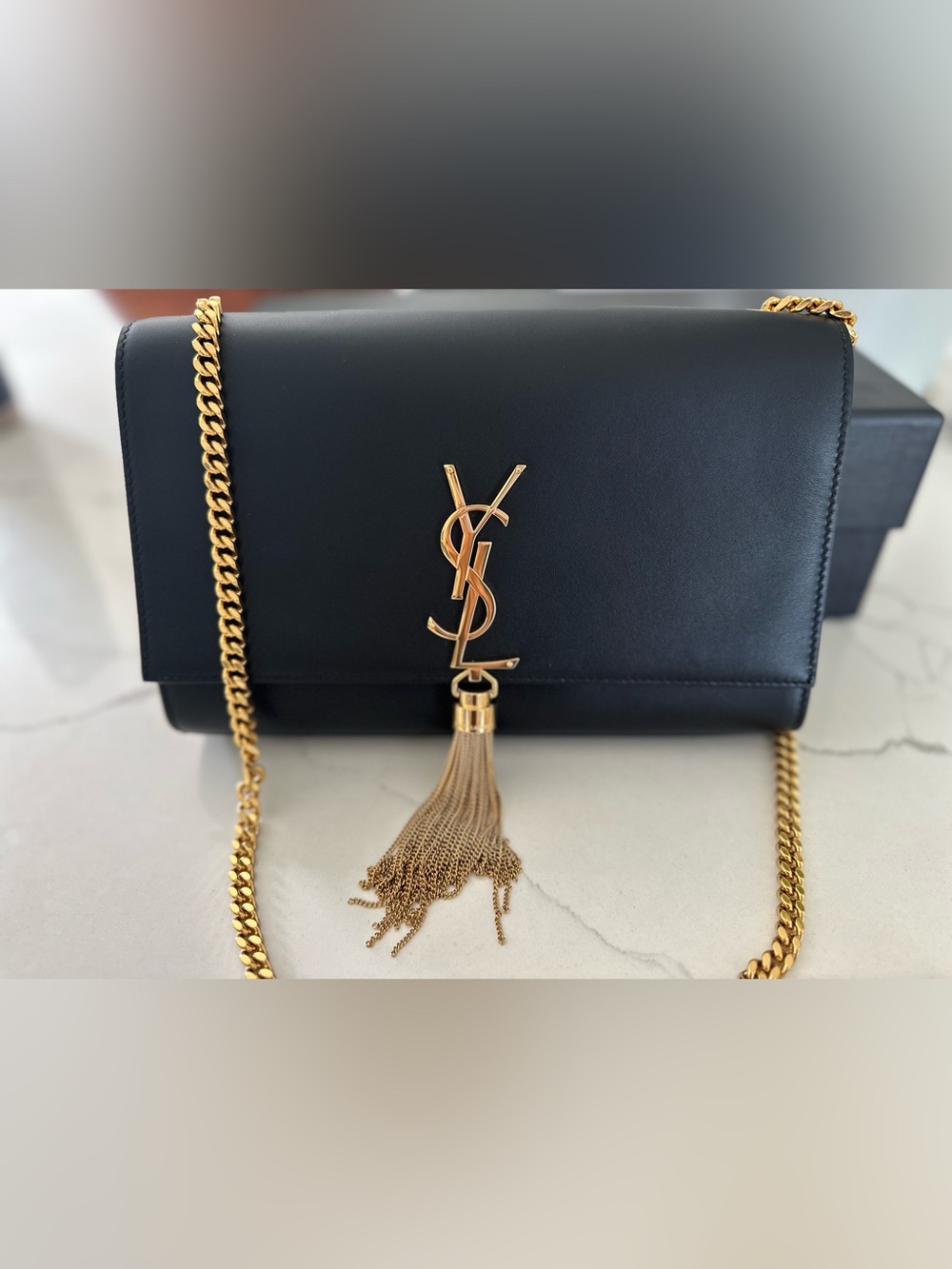 Saint Laurent Kate Medium Chain Bag, Leather Crossbody with Gold Tassel - Picture 3 of 14